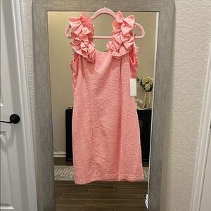 Julia Jordan Pink Ruffle Midi Dress